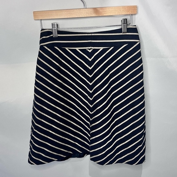 The Limited Skirt Chevron Navy Beige XS Linen Cotton Office Career Y2K Striped - Picture 1 of 11